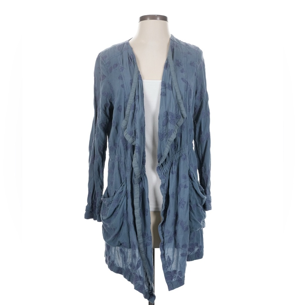 Hei Hei Blue Floral Open Cardigan blue embroidered floral size L